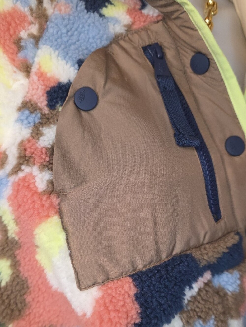 NEW Free People Multi-Color Sherpa Pullover with YELLOW LIME Trim HIT THE SLOPES - Picture 7 of 9